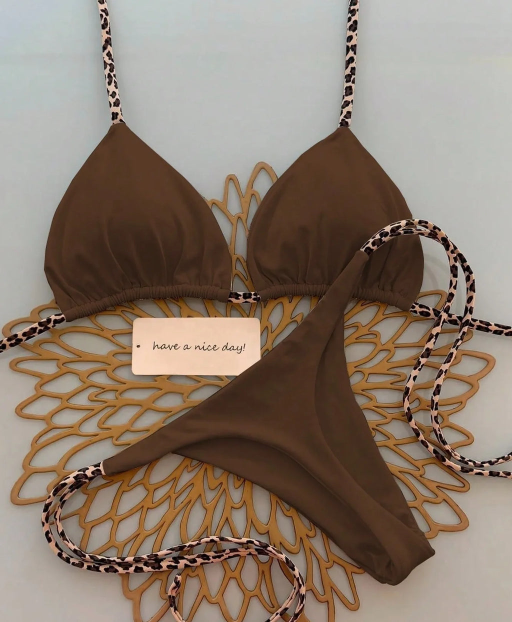 Women's Leopard Print Bikini Set | Sexy Thong Swimwear for Beach Vacation