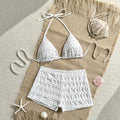 Women's Polka Dot Print Bikini Set | Lace Up Halter Back Tie Two-Piece Swimsuit