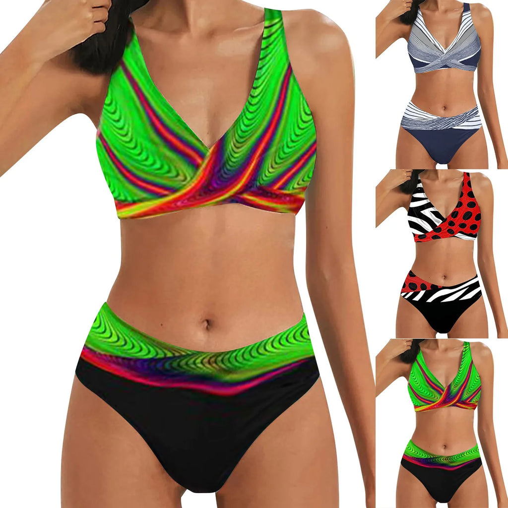 Color Block High Waist Bikini Set | Sexy Brazilian Swimsuit for Women