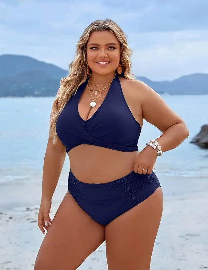 Women's V-Neck Cheeky Bikini Set - Push Up Two Piece with Adjustable String Straps