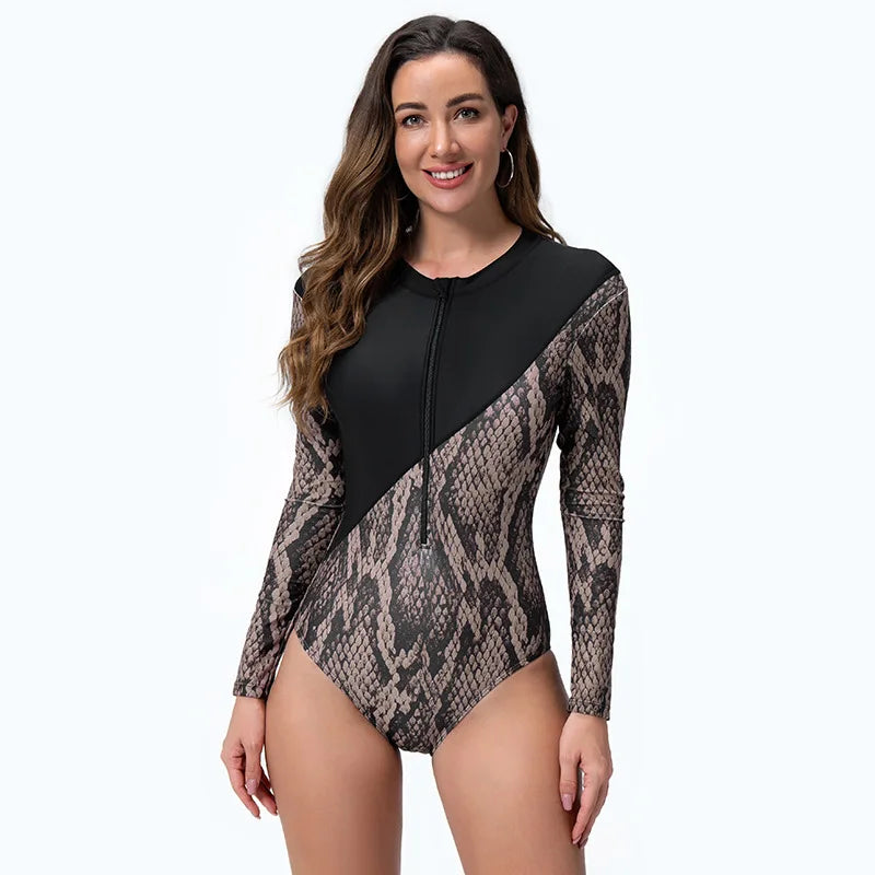 Women's Quick-Dry One Piece Surfing Suit - Long Sleeve Bathing Suit for Diving