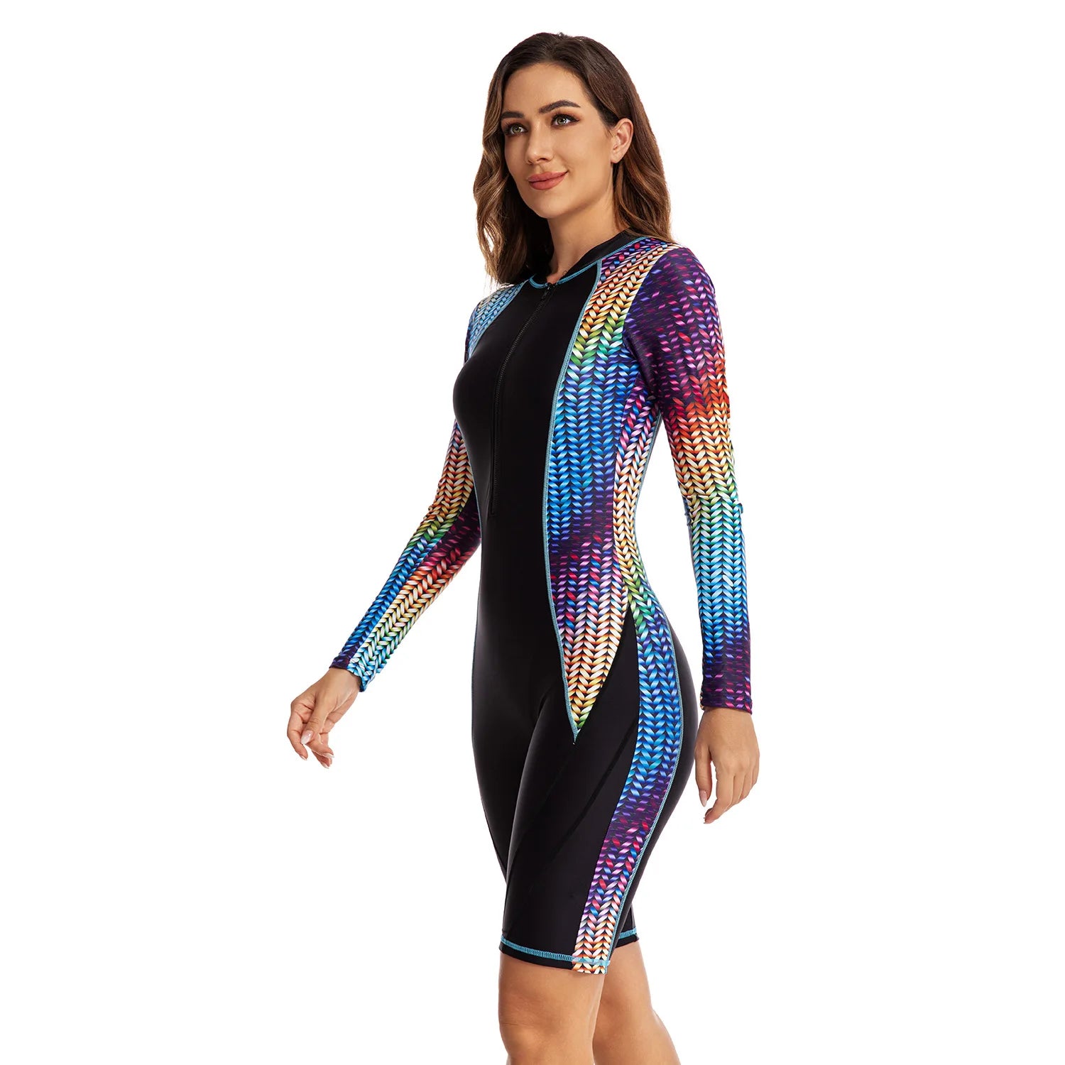 Sport Style Jumpsuit Swimsuit - Women's Long Sleeve One Piece for Surfing & Swimming