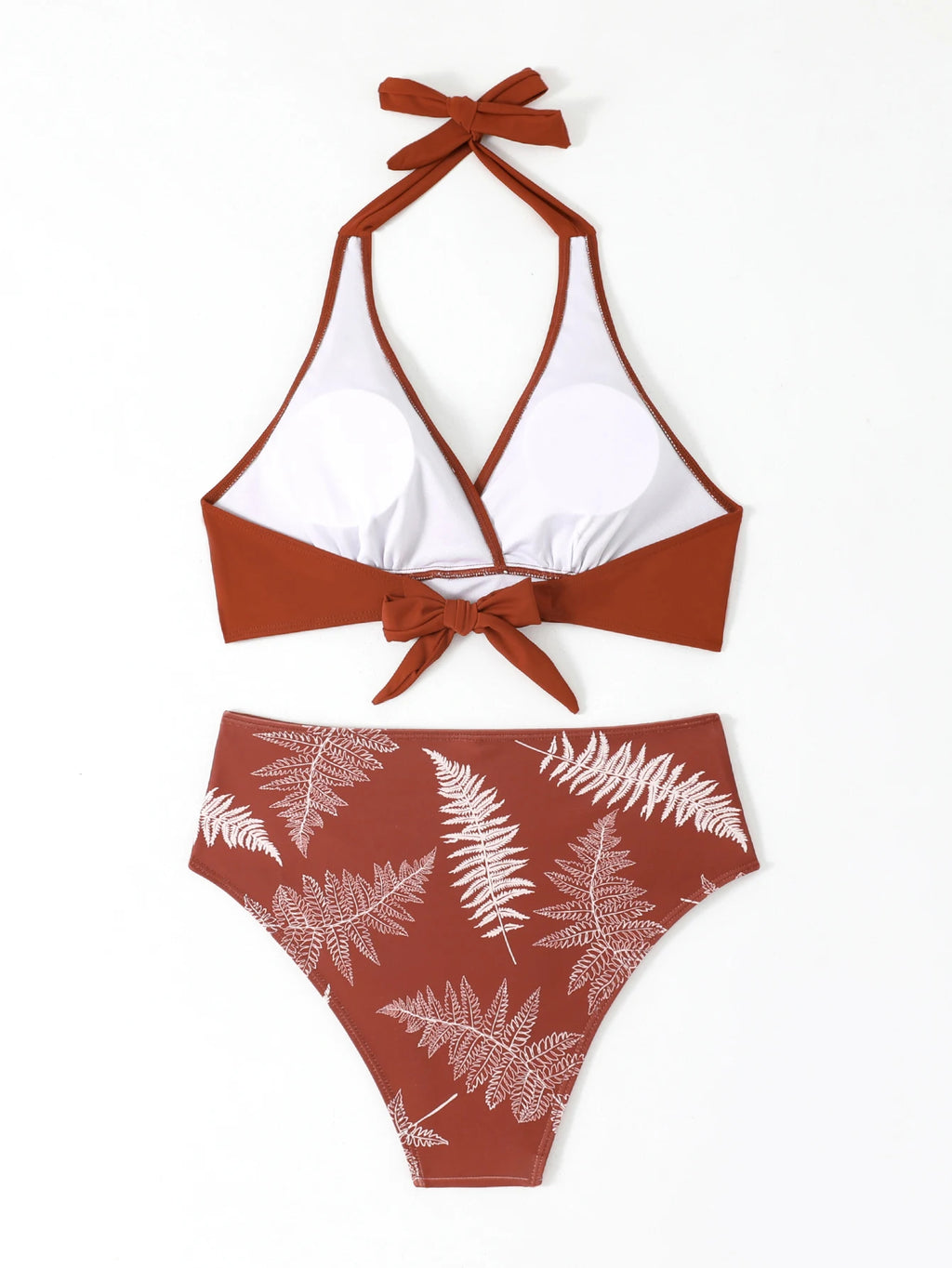 Women's High Waist Bikini Set | Padded Halter Top with Ruffle Trim | Sexy Swimwear