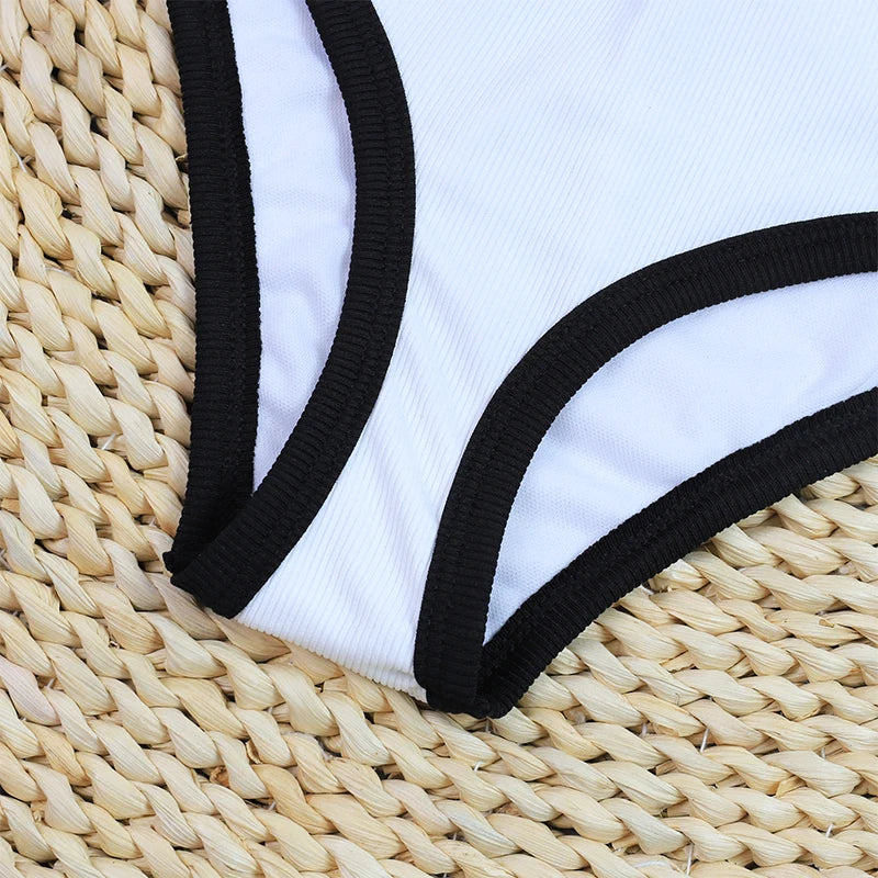 Women's High Waist Ribbed Bikini Set | Two-Piece Swimwear with Shorts