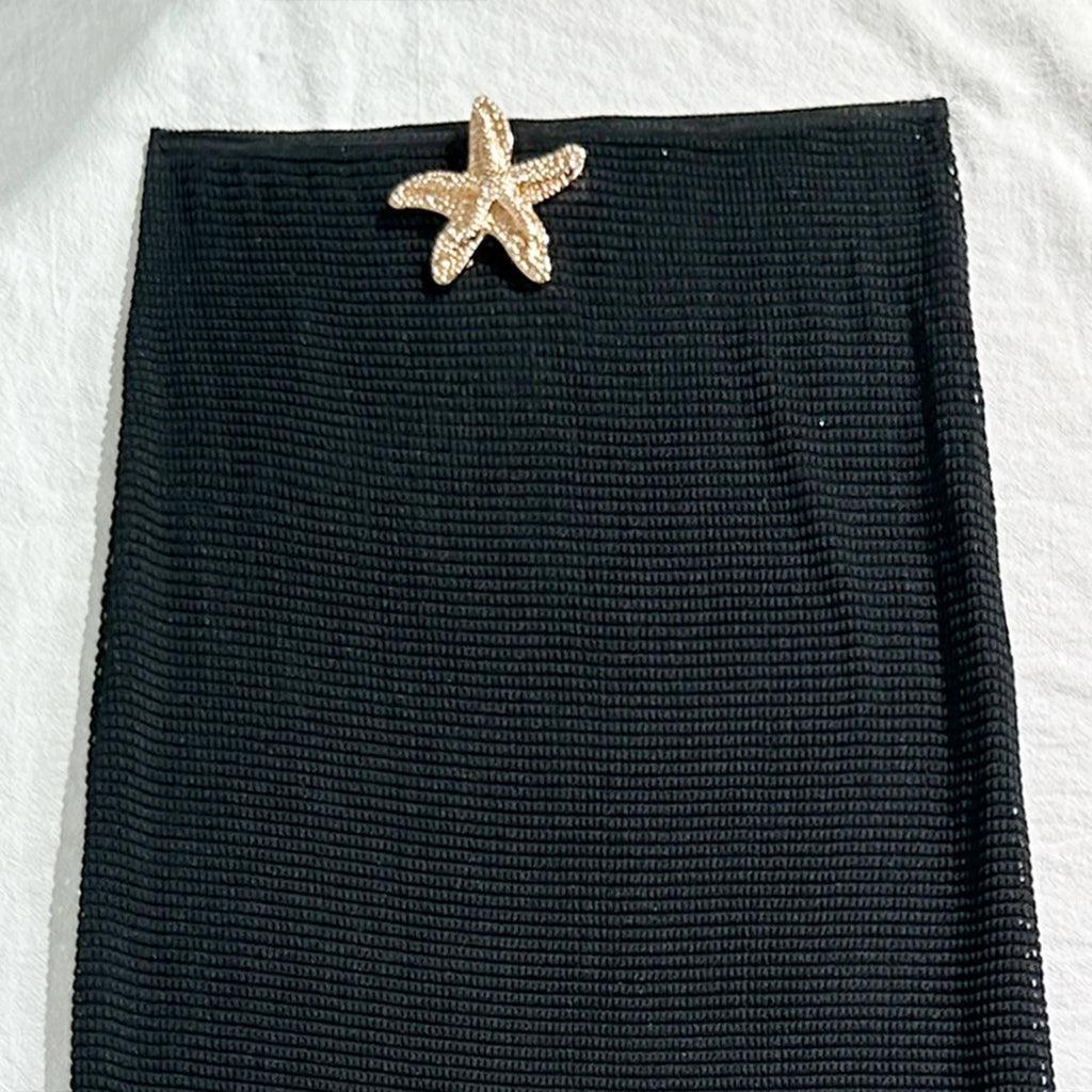 Solid Color 3 Piece Bikini Set with Mesh Skirt - Starfish Swimsuit for Women
