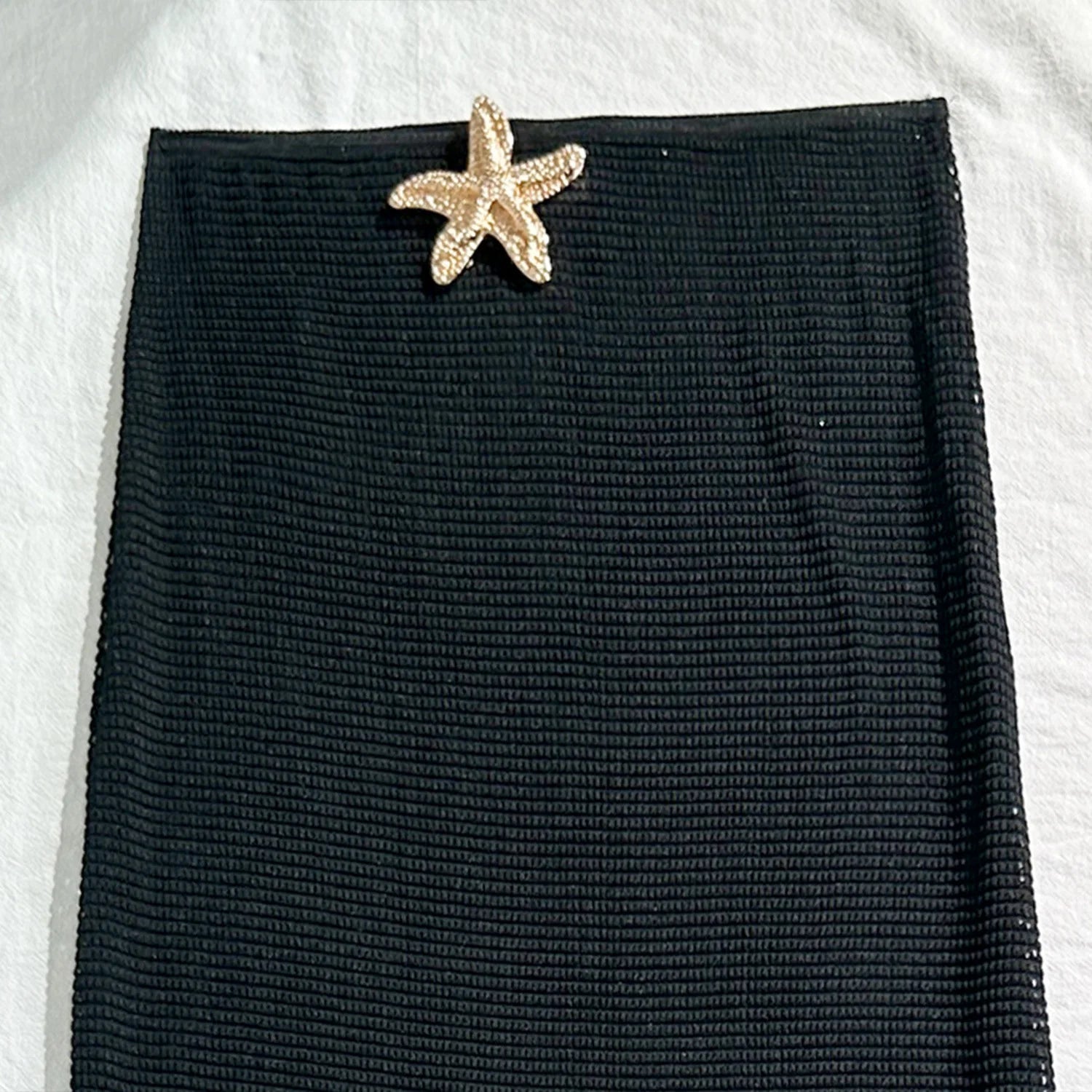 Solid Color 3 Piece Bikini Set with Mesh Skirt - Starfish Swimsuit for Women