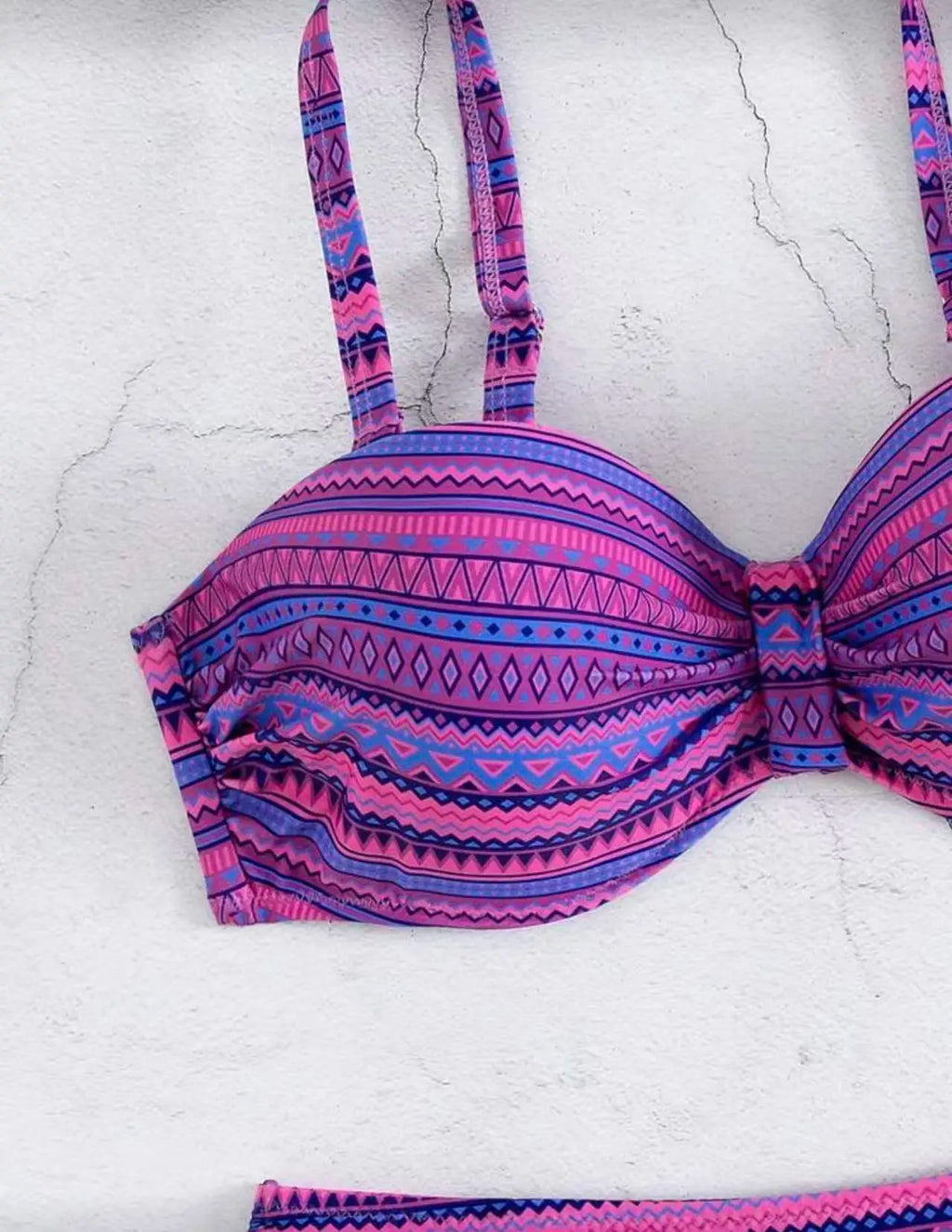 Women's Strappy High Waist Striped Bikini | Drawstring Swimwear