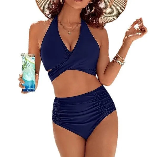 Women's V-Neck Cheeky Bikini Set - Push Up Two Piece with Adjustable String Straps