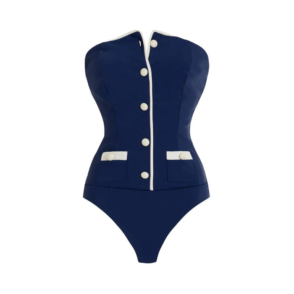 Women's Strapless One-Piece Swimsuit Set | With Shorts Two-Piece Beachwear