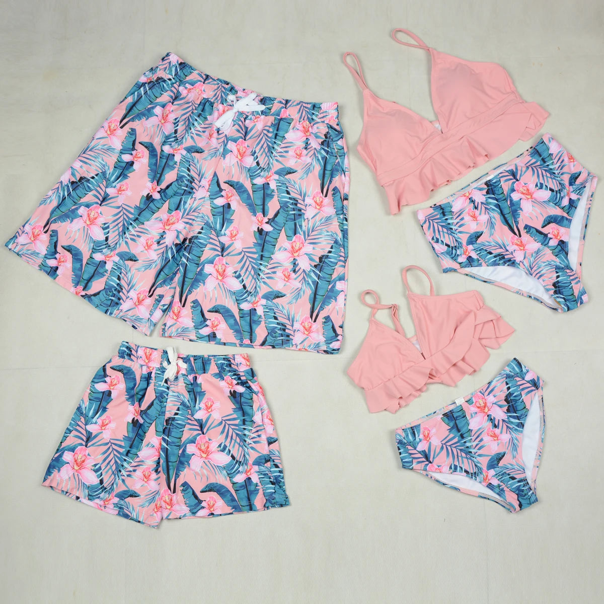 Family Matching Swimwear Set | Mother Daughter One-Piece & Father Son Beach Shorts