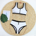 Women's High Waist Ribbed Bikini Set | Two-Piece Swimwear with Shorts