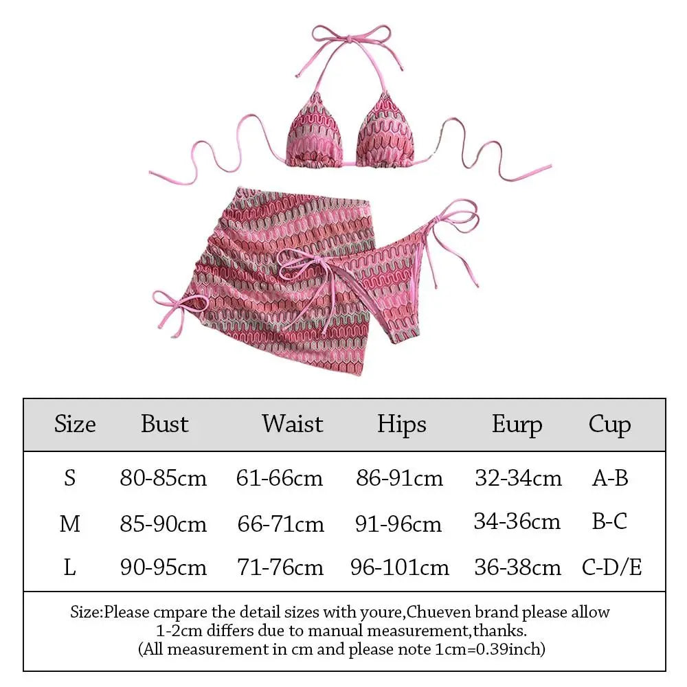 Women's 3-Piece Brazilian Bikini Set | Halter Swimwear for Summer Beach