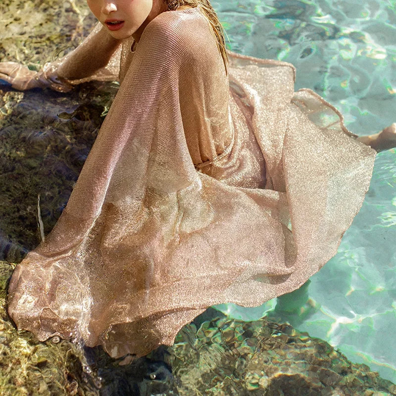 Tassel Kimono Beach Cover Up - Long Knitted Bikini Cover Up Cardigan Robe