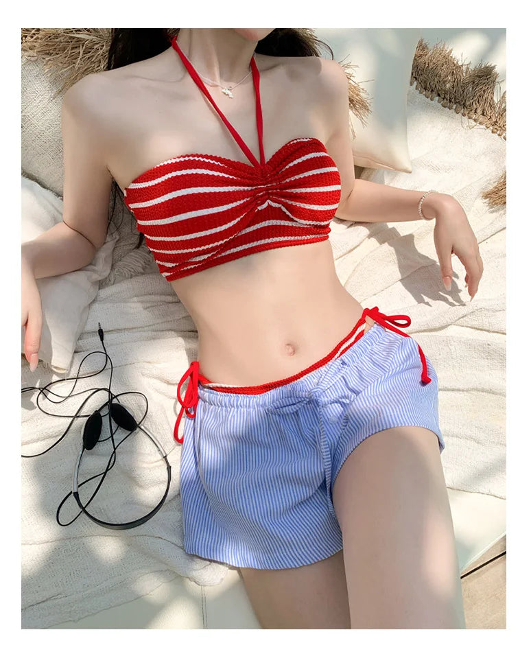 Women's Seamless Triangle Bikini Set | Thai-Inspired Swimwear for Beach & Hot Spring