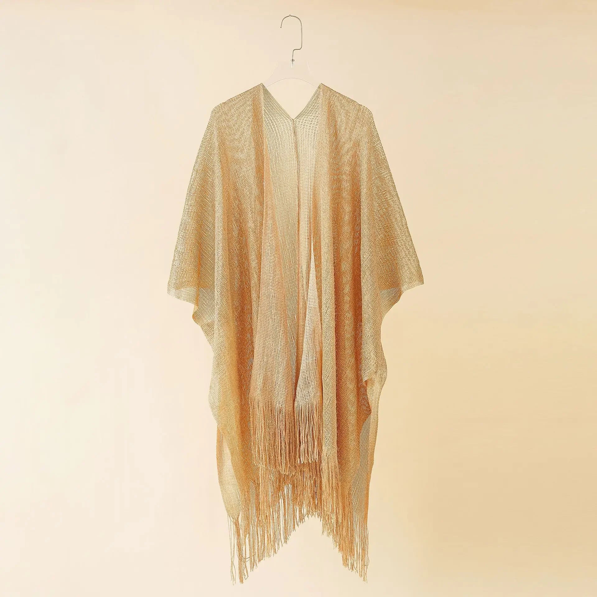 Gold Tassel Bikini Cover Up - Sexy See-Through Beach Dress Tunic for Women