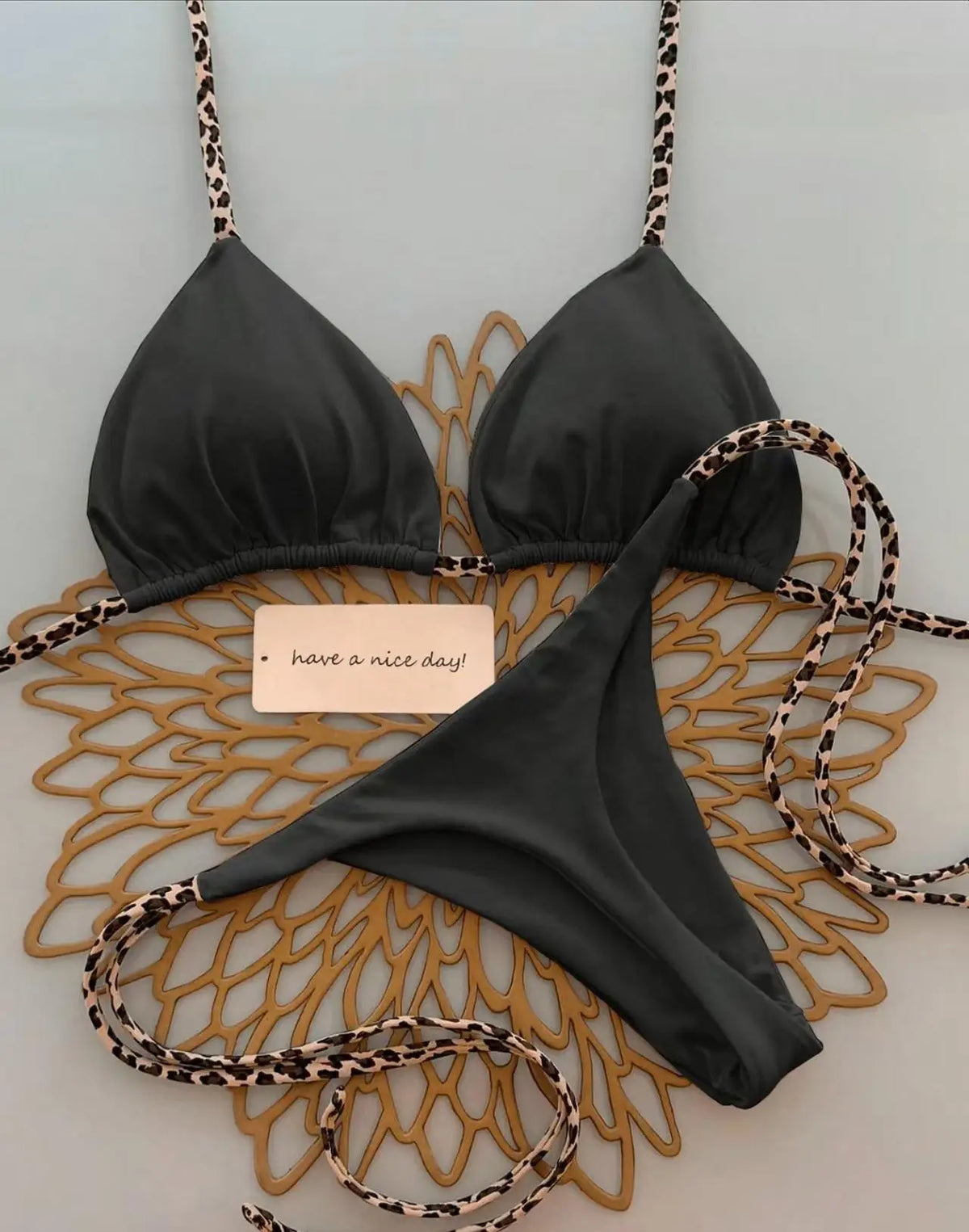 Women's Leopard Print Bikini Set | Sexy Thong Swimwear for Beach Vacation
