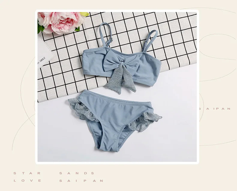 Mother-Daughter Matching Swimsuit Set | Long Sleeve Sun Protection Cover Up & Bikini 3-Piece