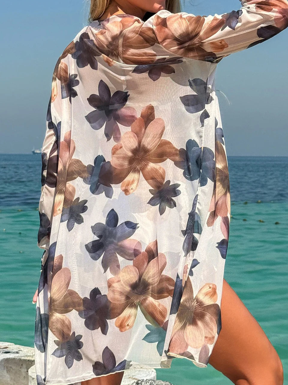 Tie Dye 3 Piece Bikini Set with Shorts - Drawstring Front High Waist Swimwear