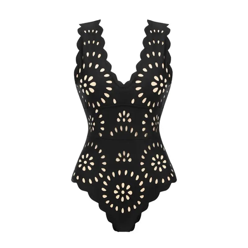 Women's Vintage Print Deep V Bikini Set | High Waist Two-Piece Swimwear