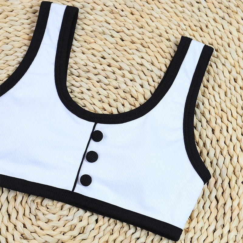 Women's High Waist Ribbed Bikini Set | Two-Piece Swimwear with Shorts