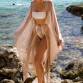Tassel Kimono Beach Cover Up - Long Knitted Bikini Cover Up Cardigan Robe