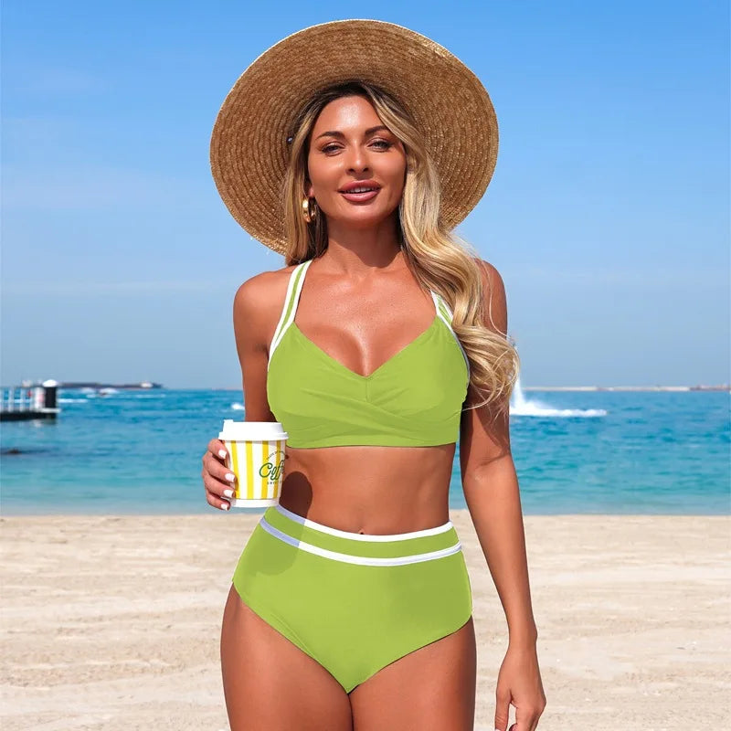 Women's High Waist Bikini Set 2026 | Y2K Sporty Two-Piece Swimsuit