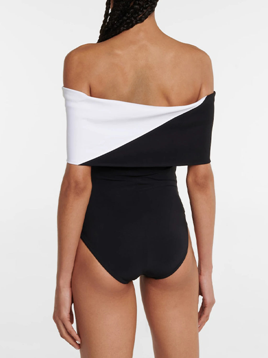 Off The Shoulder One Piece Swimsuit - Women's Black & White Monokini Bodysuit | 2025 Beachwear