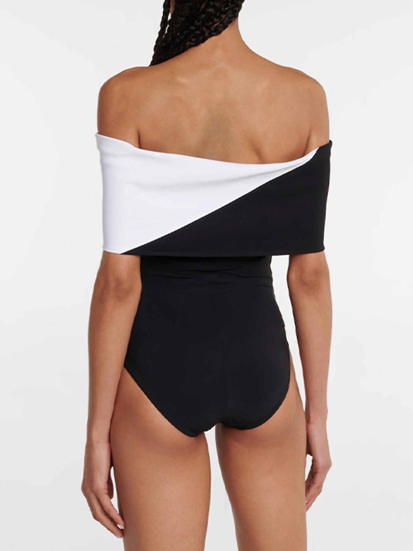 Off The Shoulder One Piece Swimsuit - Women's Black & White Monokini Bodysuit | 2025 Beachwear