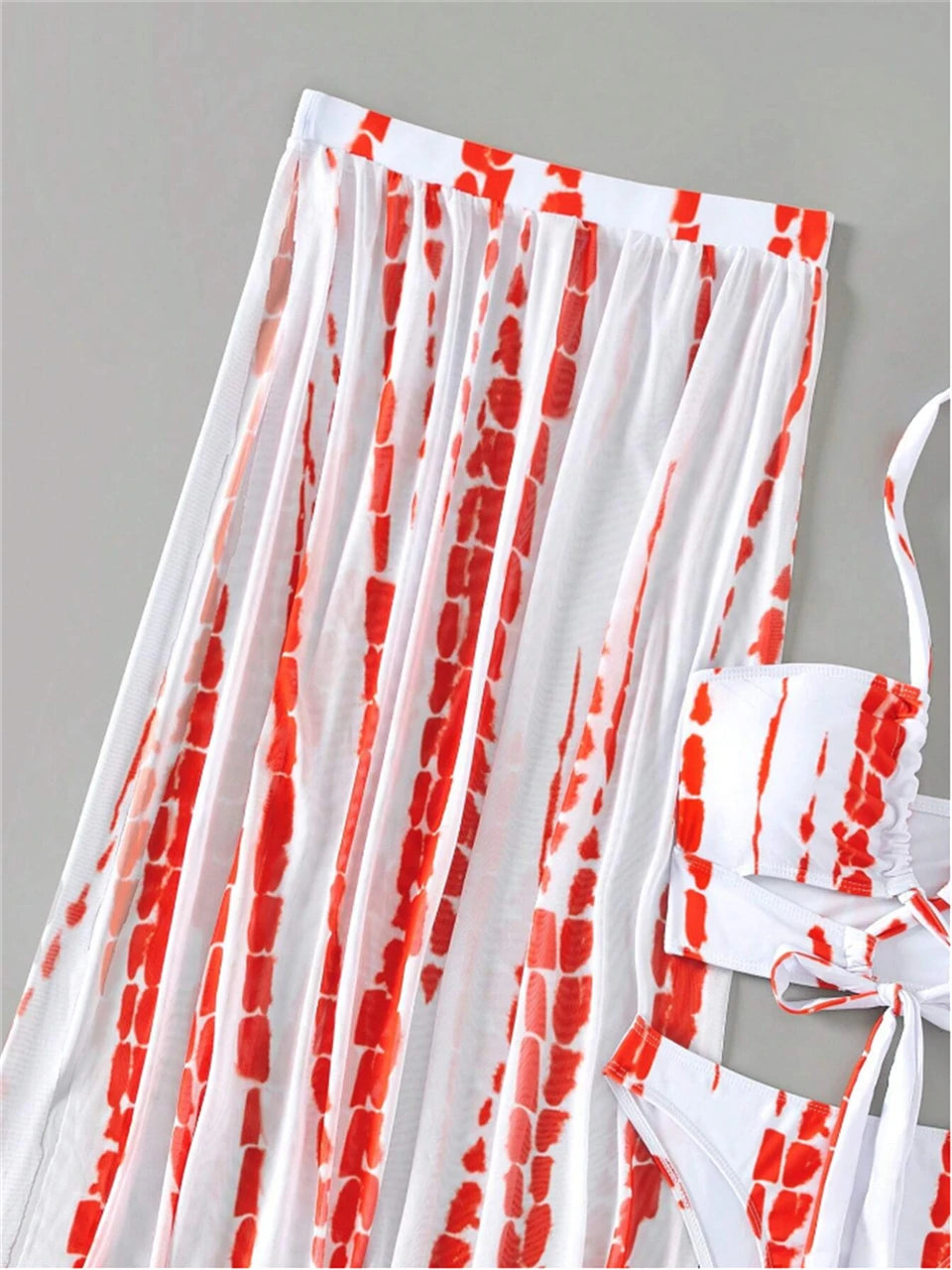 Tie Dye 3 Piece Bikini Set for Women - Cross Halter Swimsuit with Cover Up Pants