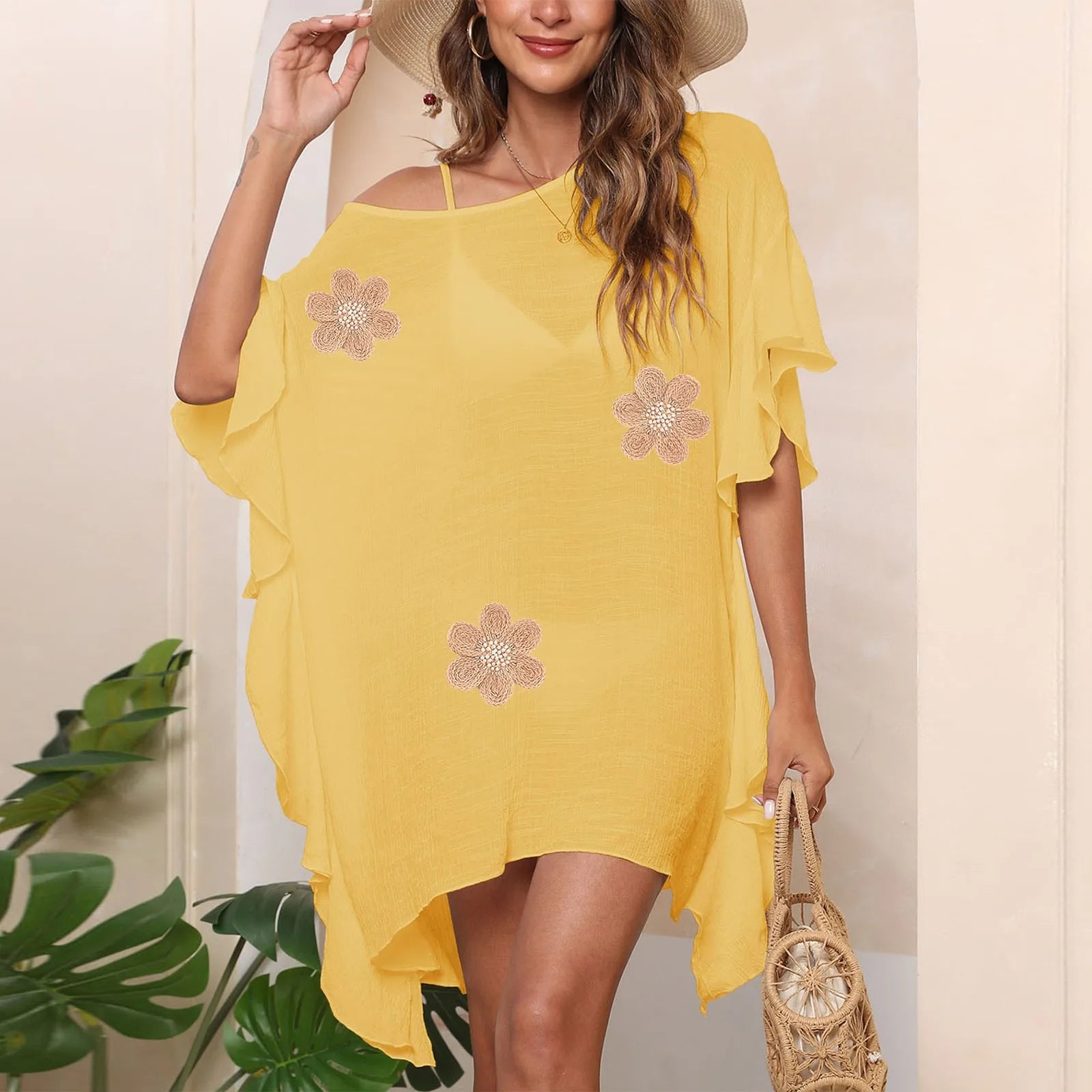 Women's Plus Size Beach Cover Up | Sun Protection Transparent Tunic Dress