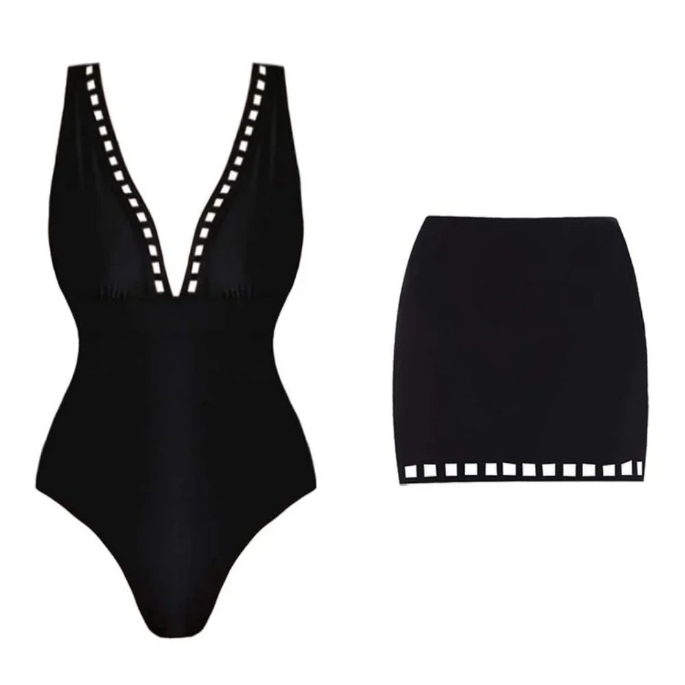 Women's Strapless One-Piece Swimsuit Set | With Shorts Two-Piece Beachwear