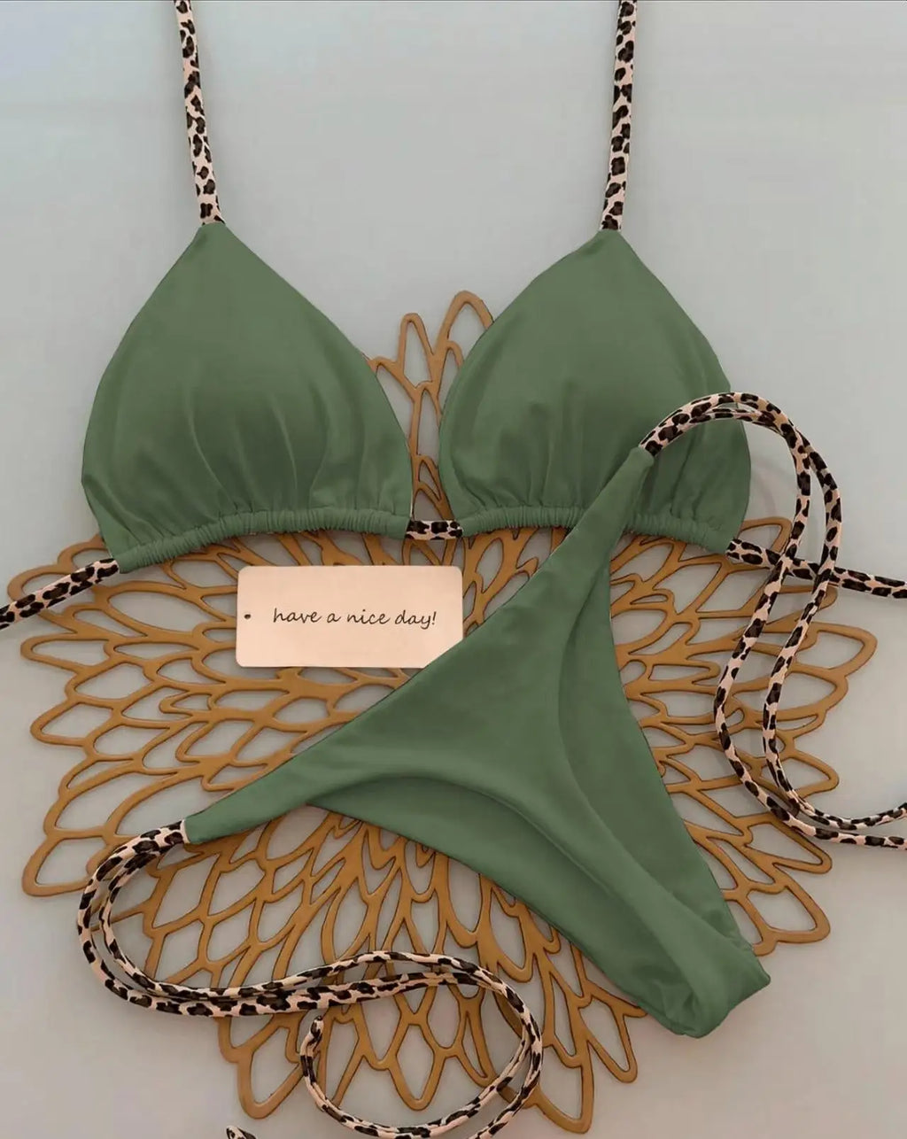 Women's Leopard Print Bikini Set | Sexy Thong Swimwear for Beach Vacation