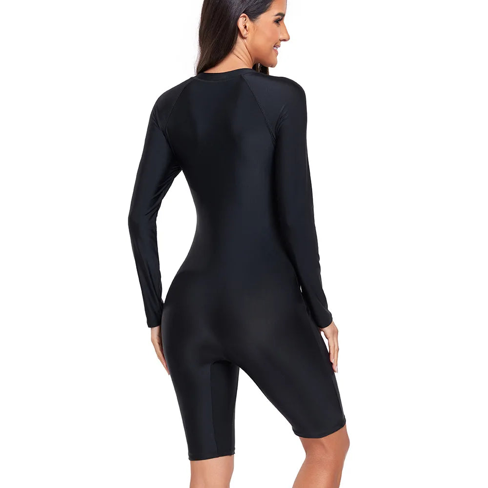 Sport Style Jumpsuit Swimsuit - Women's Long Sleeve One Piece for Diving & Swimming