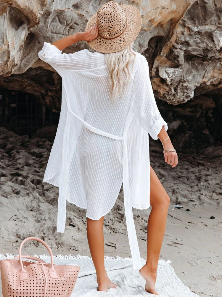 Women's Kimono Beach Cover Up | Self-Belted Bikini Dress with Elegant Style