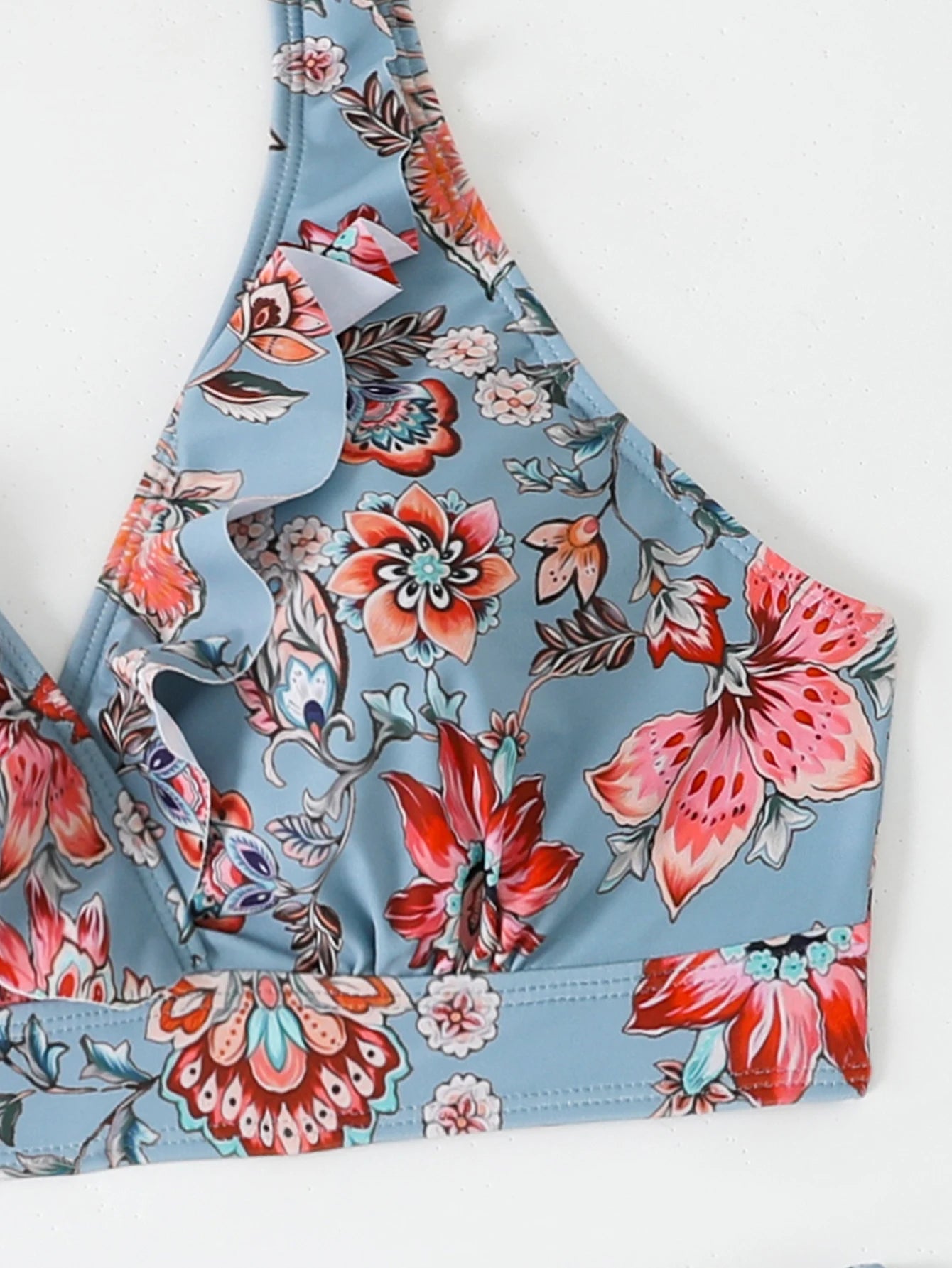 Women's High Waist Bikini Set | Padded Halter Top with Ruffle Trim | Sexy Swimwear