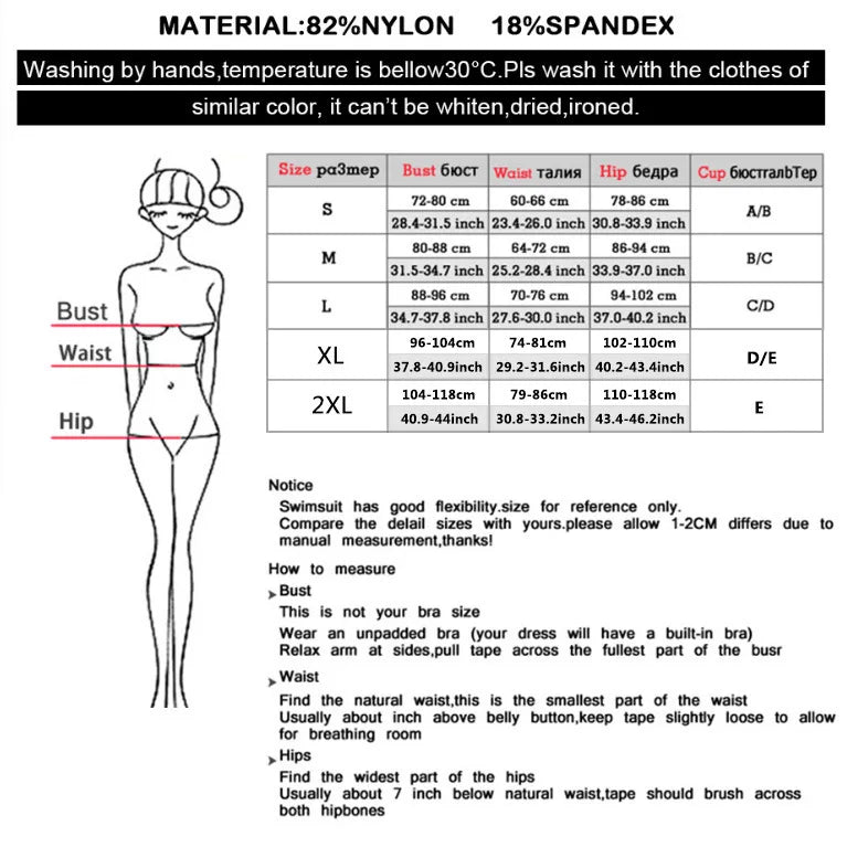 Deep V Neck One Piece Swimsuit - Removable Bra Plain Monokini for Women