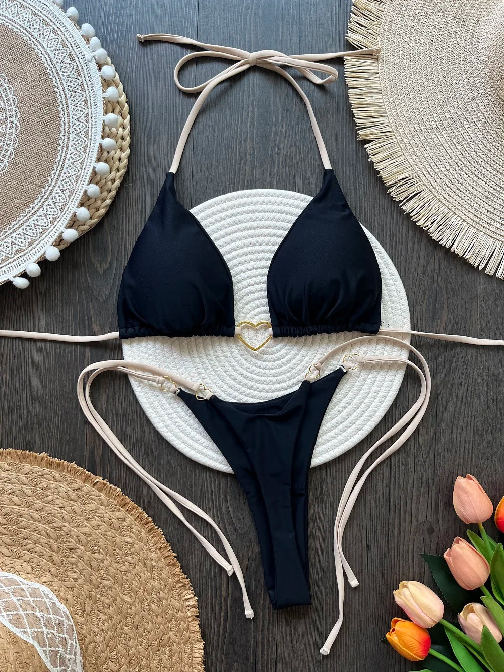 Women's Low Waist Lace Up Bikini Set | Two-Piece Swimwear
