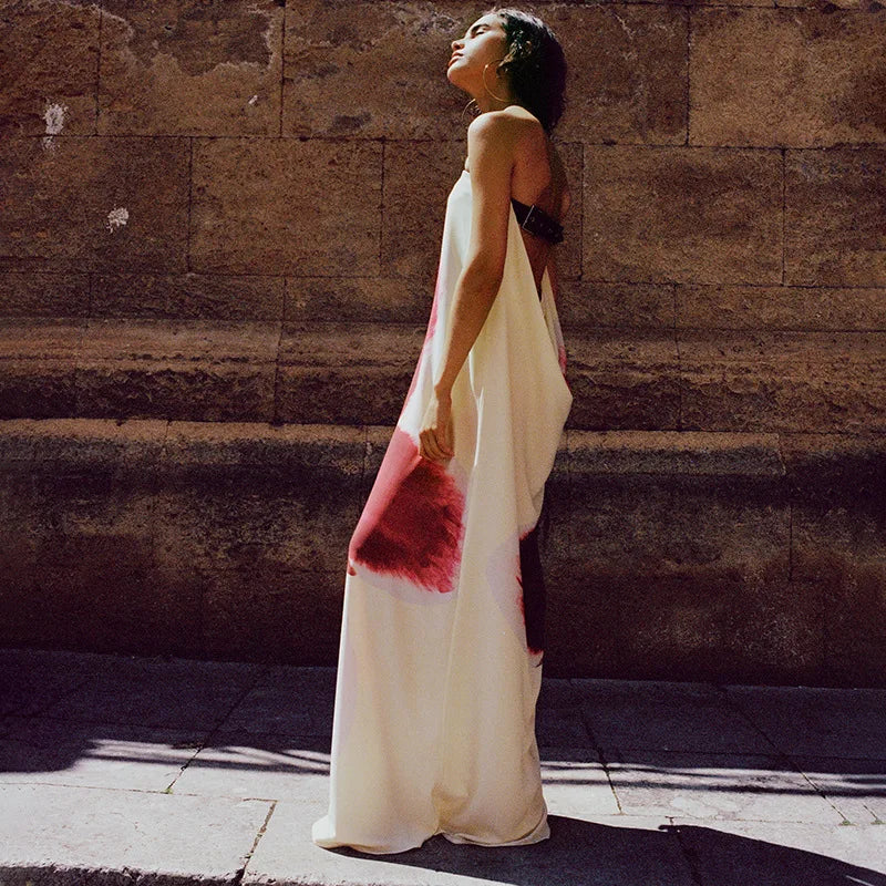 Yellow Floral Maxi Dress - Sexy Strapless & Backless with Belt | Vacation Party Beachwear