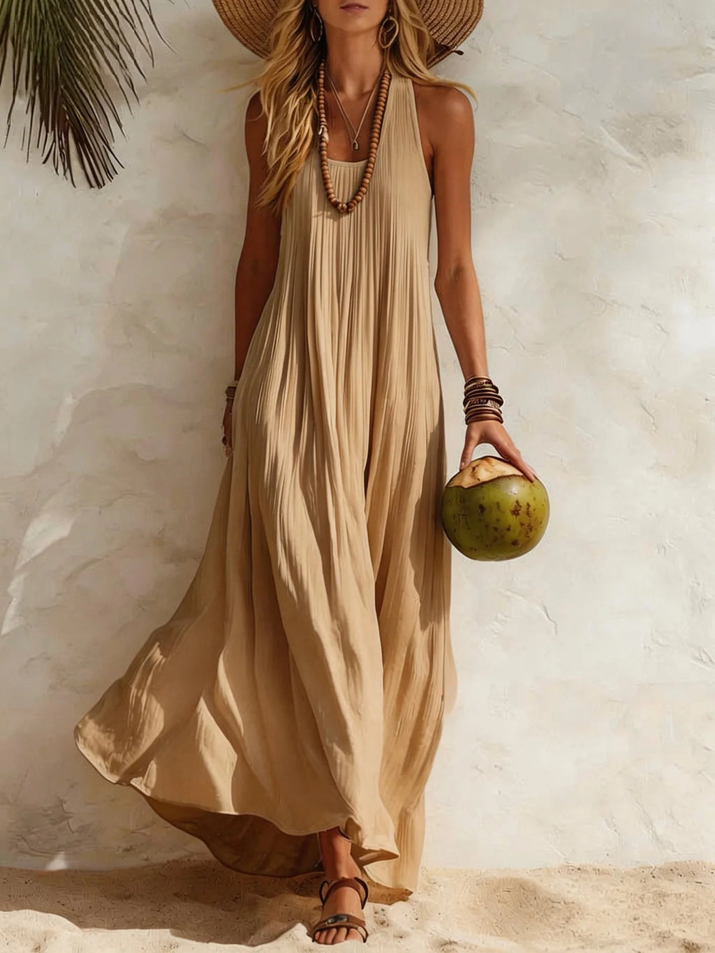 Women's Solid Color Maxi Dress | Versatile Summer Beach Vacation Wear