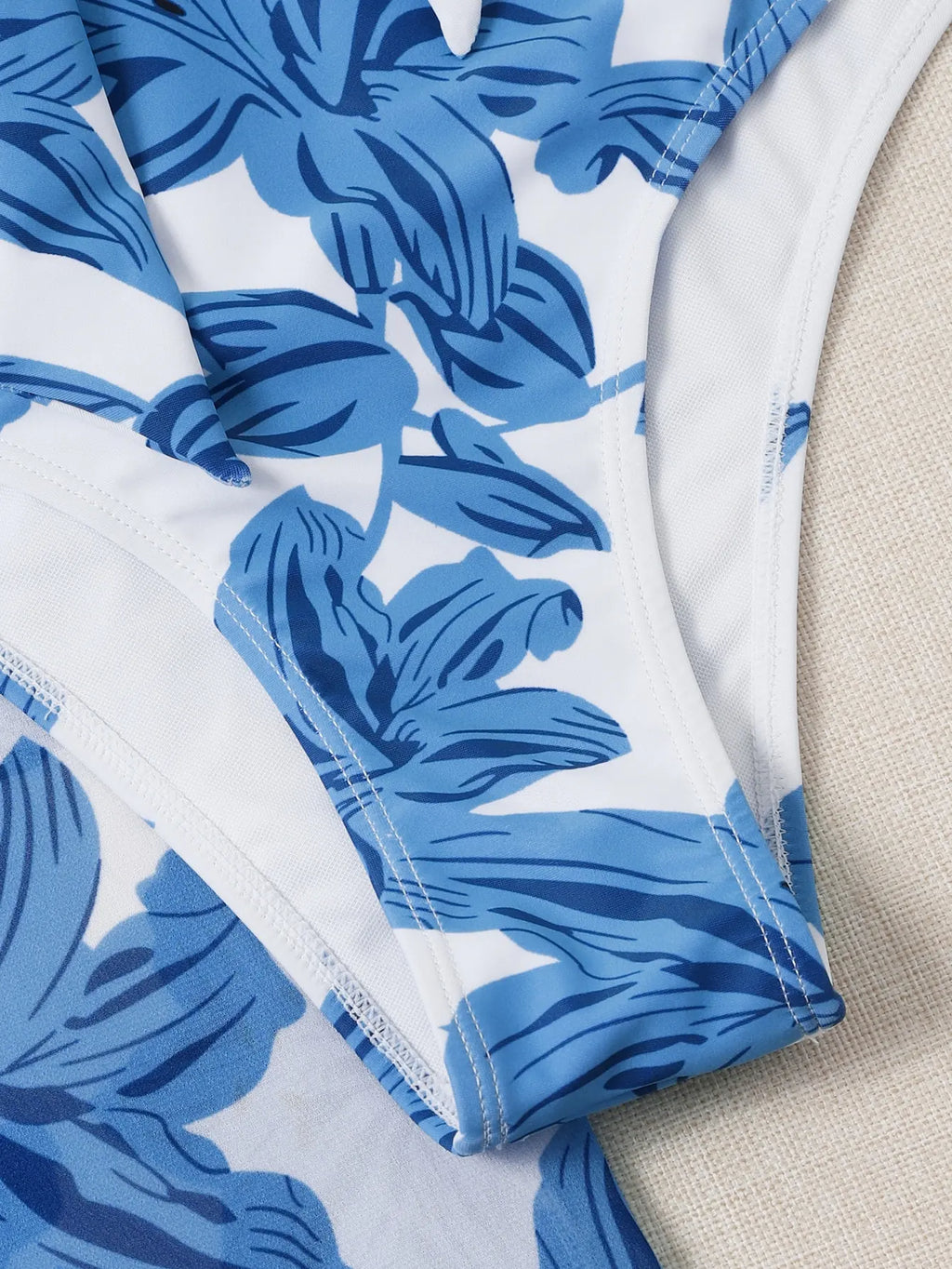 Floral Print 3 Piece Bikini Set - Knot Front Ruffle Swimsuit with High Waist Skirt