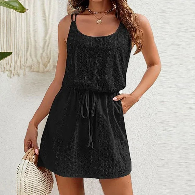 Women's Sleeveless Mini A-Line Dress | Casual Summer Sundress with Pockets