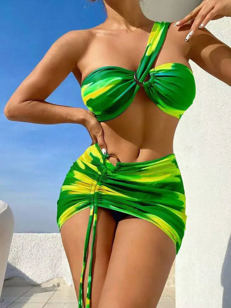 Tie-Dye Printed 3 Piece Bikini Set - Women's Split Swimsuit for Summer Beach