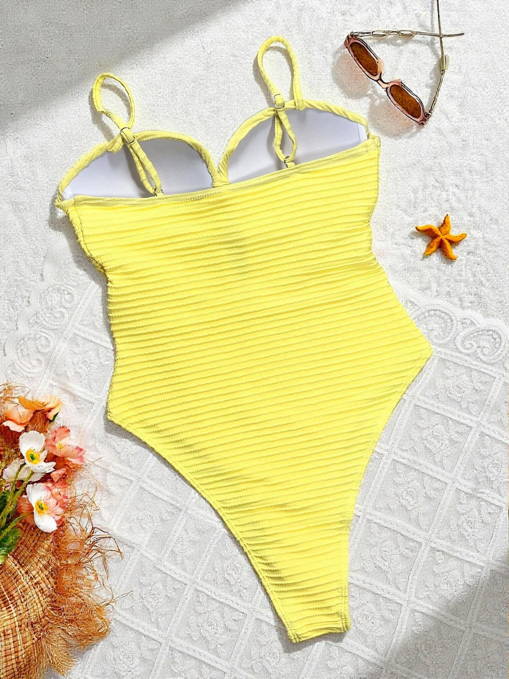 Daxiyee Women's Deep V Bandage One Piece Swimsuit | High Waist Solid Swimwear