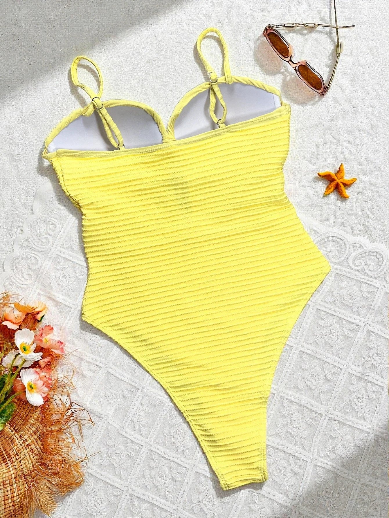 Daxiyee Women's Deep V Bandage One Piece Swimsuit | High Waist Solid Swimwear