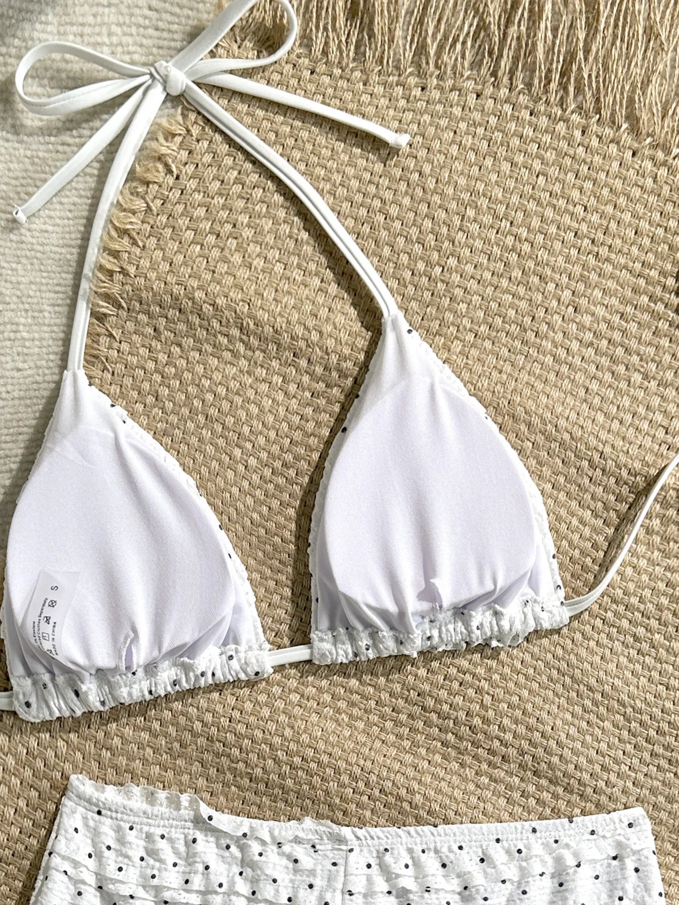 Women's Polka Dot Print Bikini Set | Lace Up Halter Back Tie Two-Piece Swimsuit