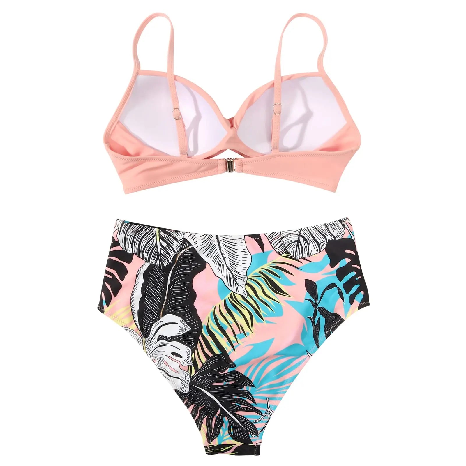Vintage Print High Waist Bikini - Women's Push Up Swimsuit for Summer Beach