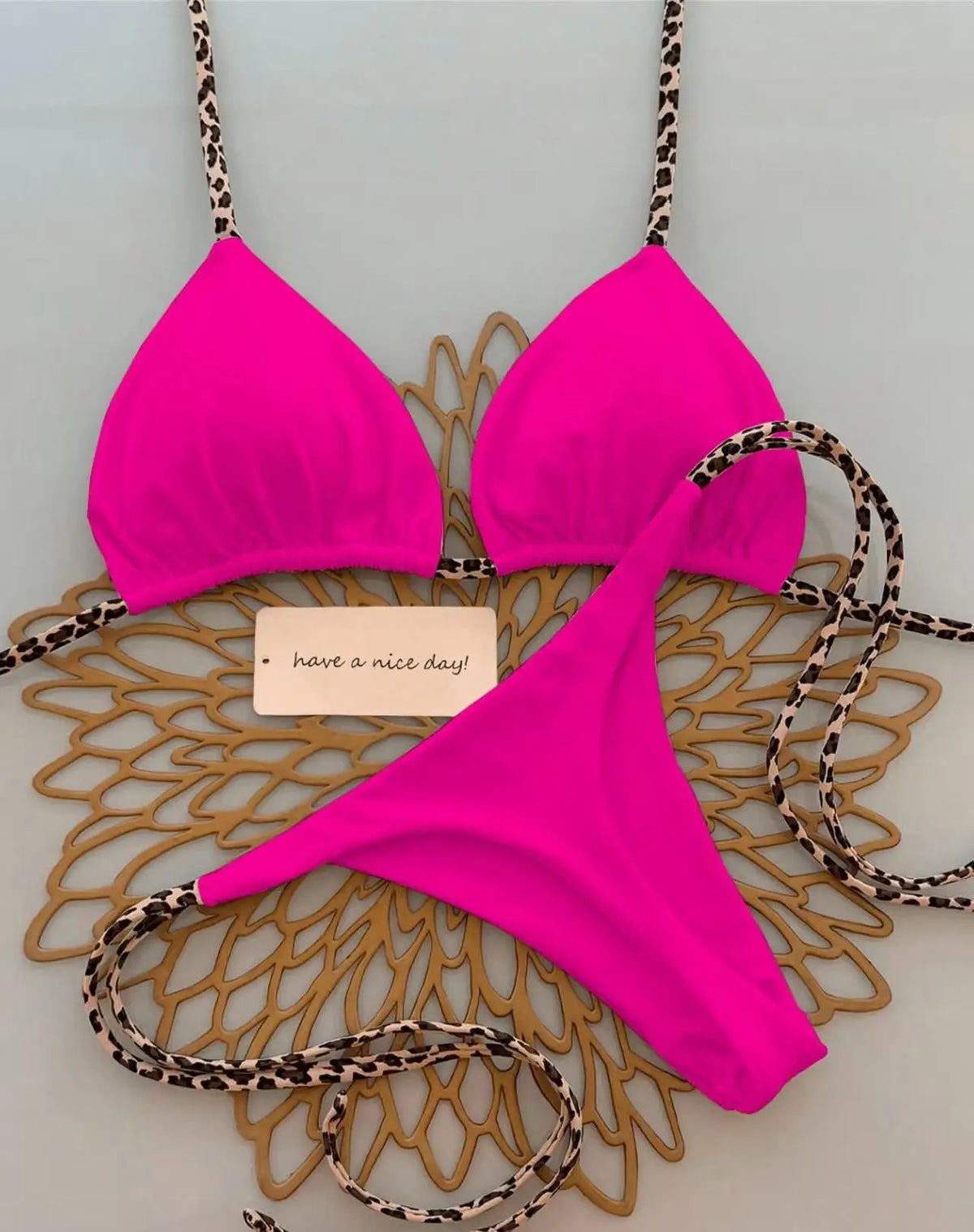 Women's Leopard Print Bikini Set | Sexy Thong Swimwear for Beach Vacation