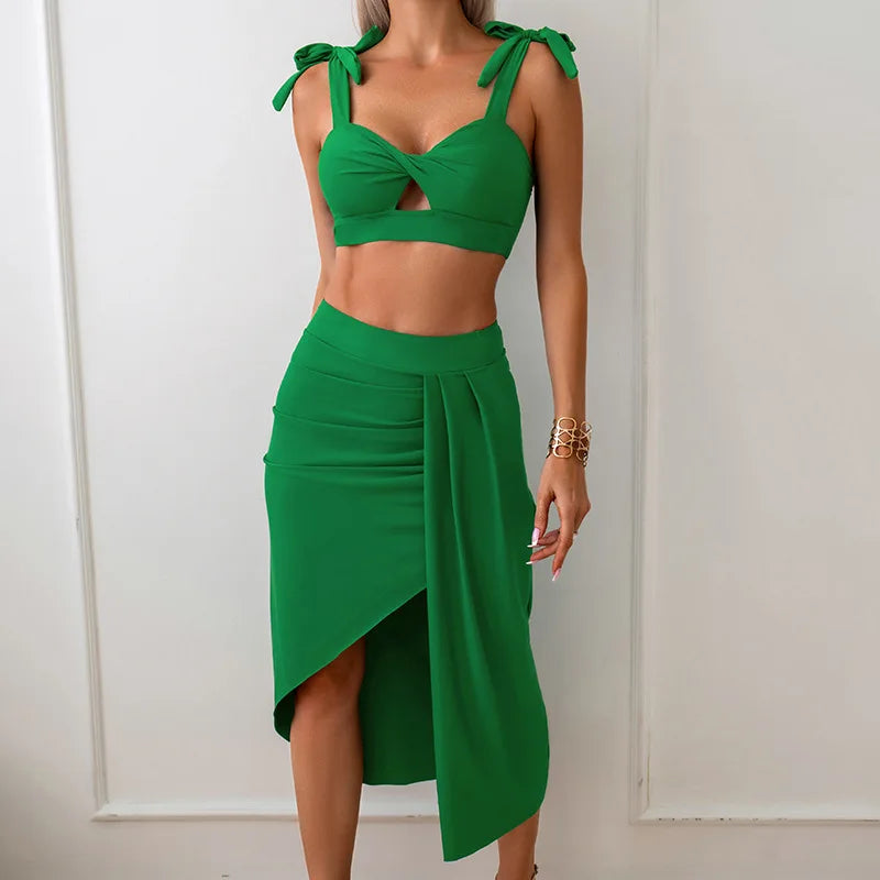 Women's 3 Pack Bikini Set - High Waist with Sarong Skirt Cover Ups for Beach
