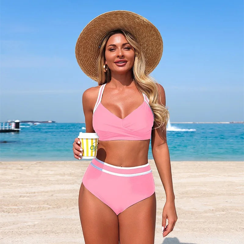 Women's High Waist Bikini Set 2026 | Y2K Sporty Two-Piece Swimsuit