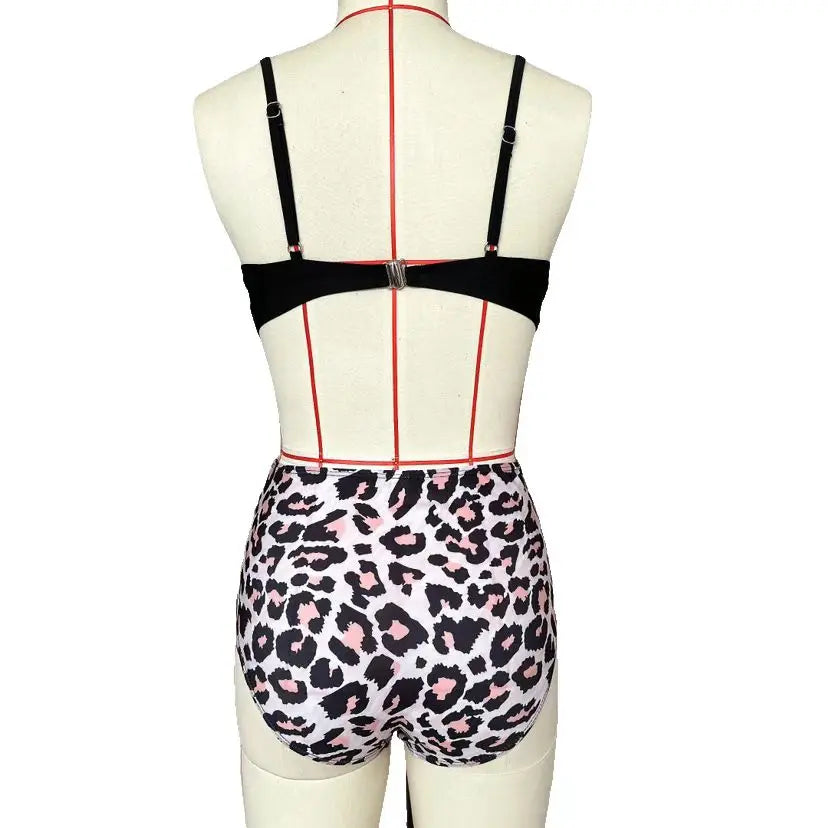 Vintage Print High Waist Bikini - Women's Push Up Swimsuit for Summer Beach